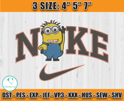 nike minions jerry embroidery, nike cartoon embroidery, minions character embroidery