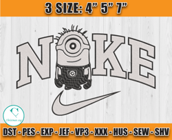 nike cute minions embroidery, cartoon nike embroidery, embroidery file