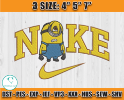 nike minions stuart embroidery, nike logo embroidery, embroidery machine