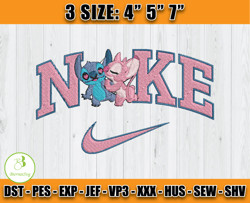 stitch and angel couple embroidery, stitch nike embroidery machine, cartoon embroidery design file