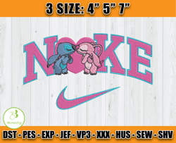 angel and stitch nike embroidery, disney nike machine embroidery, anime embroidery