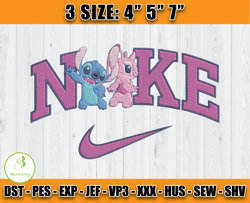 stitch and angel in love embroidery design, nike cartoon embroidery machine, anime embroidery file