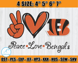 Peace Love Bengal Embroidery, Nfl Bengal Embroidery, Embroidery NFL