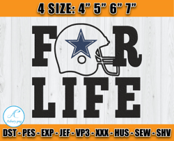 dallas cowboys for life embroidery, logo dallas embroidery design, nfl team embroidery d26