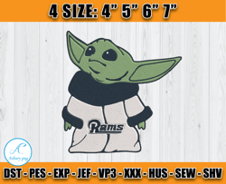 los angeles rams baby yoda embroidery, baby yoda embroidery, rams embroidery design, sport embroidery