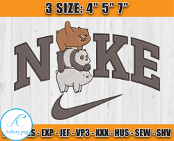 nike x cute bear embroidery, cartoon nike embroidery, embroidery design file