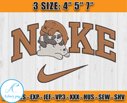 nike x cute bear sleep embroidery, cartoon nike embroidery, we bare bears embroidery