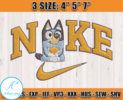 nike x cute bluey embroidery, cartoon embroidery file, machine embroidery pattern