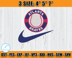 atlanta braves embroidery, nike baseball embroidery, embroidery machine file x