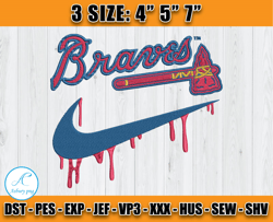 atlanta braves embroidery, nike x all teams mlb embroidery, embroidery file