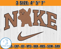 nike x grizz bear embroidery, we bare bears embroidery, cartoon inspired embroidery fil