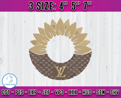 lv flower embroidery, logo fashion brand embroidery, embroidery file