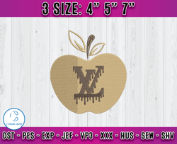 lv apple embroidery, logo fashion brand embroidery, embroidery machine