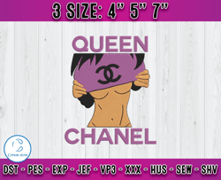 queen chanel embroidery, chanel logo embroidery, embroidery machine