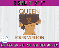 queen lv embroidery, lv logo embroidery, embroidery file