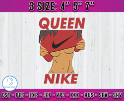 queen nike embroidery, nike logo embroidery, embroidery pattern
