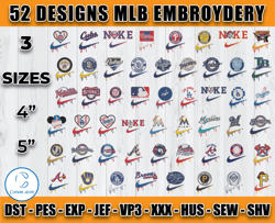 bundle 52 design mlb embroidery, embroidery file, embroidery applique