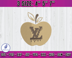 lv apple embroidery, logo fashion brand embroidery, embroidery machine