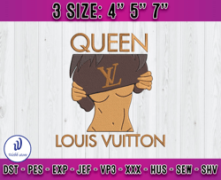 queen lv embroidery, lv logo embroidery, embroidery file
