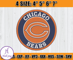Chicago Bears Embroidery, NFL Chicago Bears Embroidery, NFL Machine Embroidery Digital, 4 sizes Machine Emb Files -01 Ha