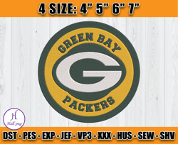 Green Bay Packers Logo Embroidery, NFL Sport Embroidery, Packer NFL, Embroidery Design files, D20- Hall