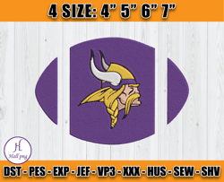 Minnesota Vikings Ball embroidery design, Vikings embroidery, NFL embroidery, Logo sport embroidery, embroidery design