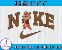 chip nike embroidery, chip and dale embroidery design file, cartoon inspired embroidery