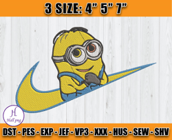 nike minion embroidery, minion embroidery, cartoon embroidery machine