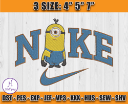 nike minions stuart embroidery, nike cartoon embroidery, minion characters embroidery