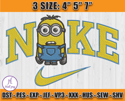 nike minions dave embroidery, minions character embroidery, embroidery machine file