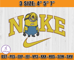 nike minions stuart embroidery, nike logo embroidery, embroidery machine