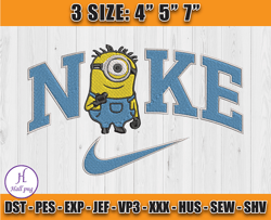 nike minions stuart embroidery, minions character embroidery, embroidery design movie