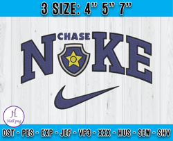 nike and armorialo of chase embroidery, paw patrol embroidery, embroidery machine design