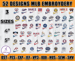 bundle 52 design mlb embroidery, embroidery file, embroidery applique