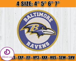Ravens Embroidery, NFL Ravens Embroidery, NFL Machine Embroidery Digital, 4 sizes Machine Emb Files -11 & Diven