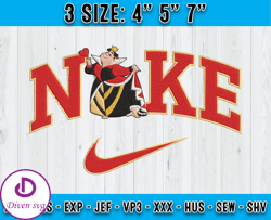 nike queen of hearts embroidery, cartoon embroidery, embroidery design