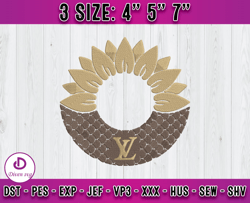 lv flower embroidery, logo fashion brand embroidery, embroidery file