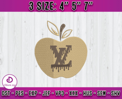 lv apple embroidery, logo fashion brand embroidery, embroidery machine