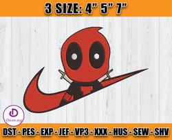 nike deadpool embroidery, character cartoon embroidery, embroidery machine file