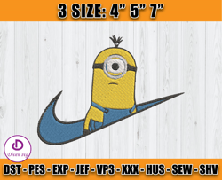 nike minion embroidery, disney nike embroidery, minion cartoon inspired embroidery