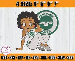 Betty Boop New York Jets Embroidery, Betty Boop Embroidery File, Jets NFL Embroidery Design