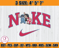 nike and pink stitch embroidery, stitch machine embroidery file, cartoon embroidery