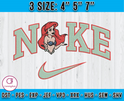 nike ariel embroidery, disney embroidery, the little mermaid embroidery