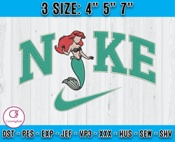 nike ariel embroidery, the little mermaid embroidery, cartoon inspired embroidery