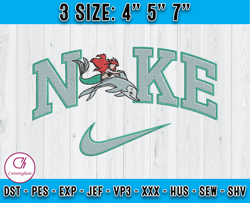 nike ariel embroidery, the little mermaid embroidery, embroidery machine file