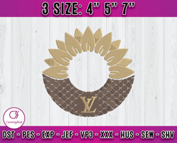 lv flower embroidery, logo fashion brand embroidery, embroidery file