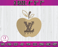 lv apple embroidery, logo fashion brand embroidery, embroidery machine