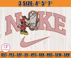 nike x cute mickey embroidery, cartoon nike embroidery, mickey mouse character embroidery