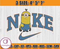 nike minions stuart embroidery, nike cartoon embroidery, minion characters embroidery