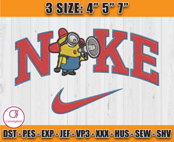 nike minions carl embroidery, nike cartoon embroidery, embroidery machine